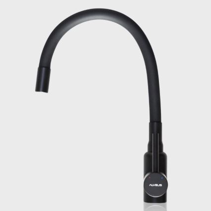 Baterie de chiuvetă cu pipă flexibilă ALVEUS 1144433 MINTAS 34 cm negru mat