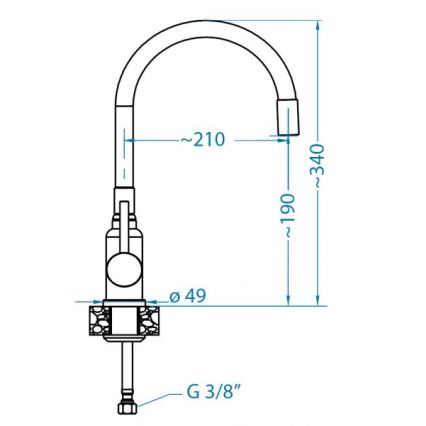 Baterie de chiuvetă cu pipă flexibilă ALVEUS 1144433 MINTAS 34 cm negru mat