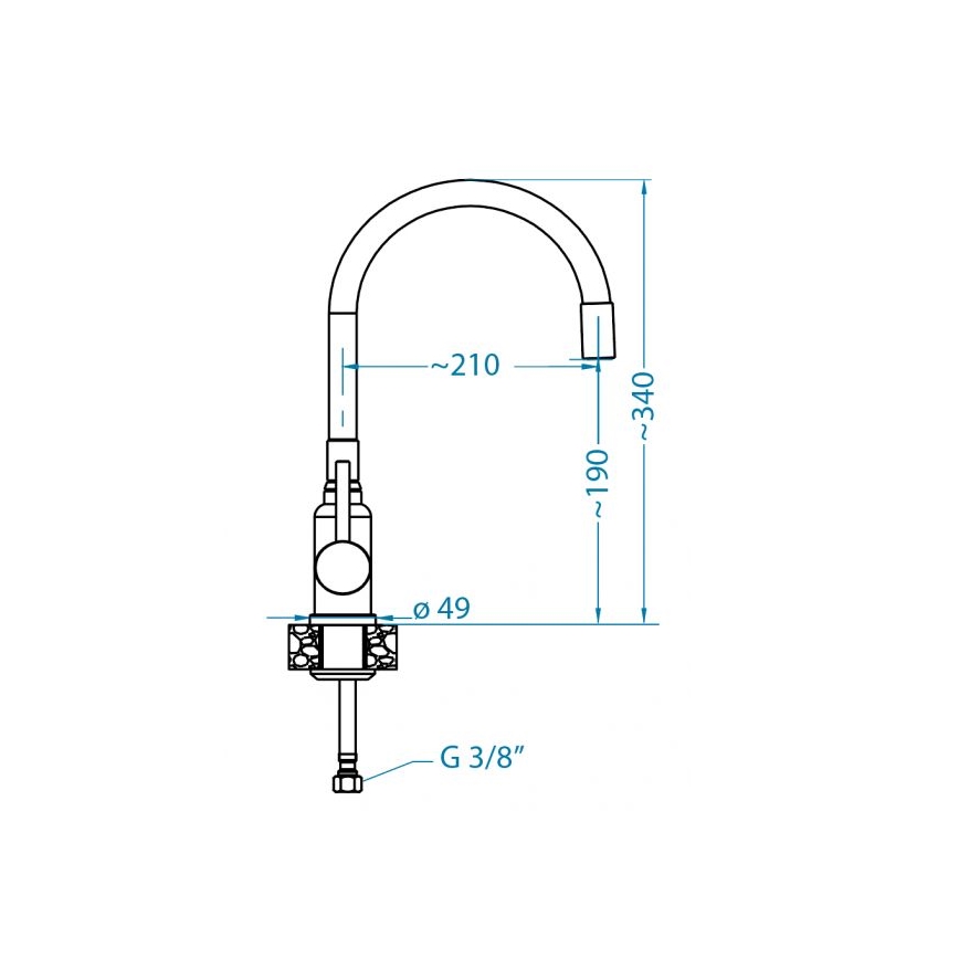 Baterie de chiuvetă cu pipă flexibilă ALVEUS 1144433 MINTAS 34 cm negru mat