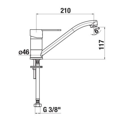 Baterie de chiuvetă JIKA H3511Z10042301 LYRA 21 cm crom lucios
