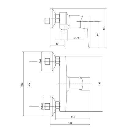 Baterie de duș Cersanit S951-033 MILLE alb/crom lucios