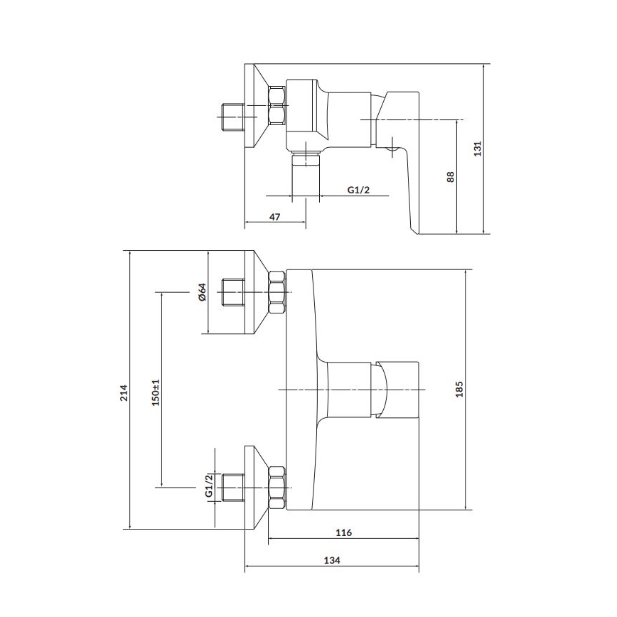 Baterie de duș Cersanit S951-033 MILLE alb/crom lucios