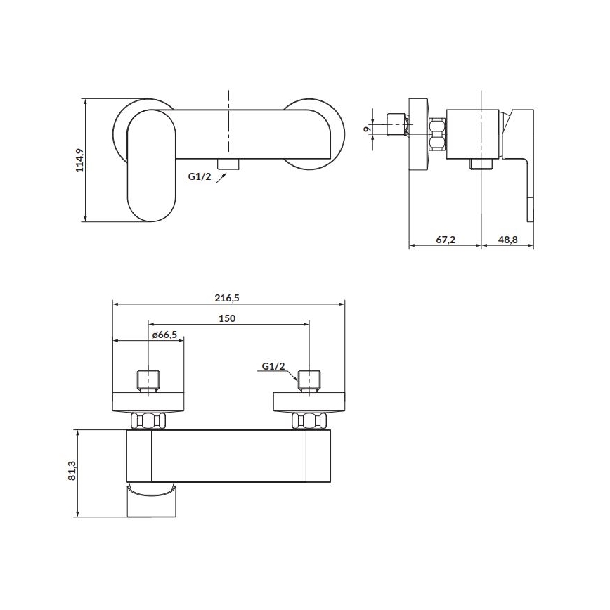 Baterie de duș Cersanit S951-319 CREA crom lucios