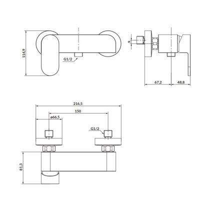 Baterie de duș Cersanit S951-324 CREA nichel