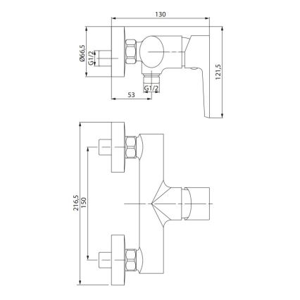 Baterie de duș Cersanit S951-353 MODUO crom lucios