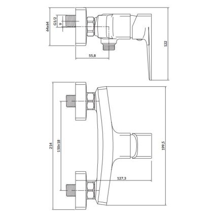 Baterie de duș Cersanit S951-382 LARGA negru