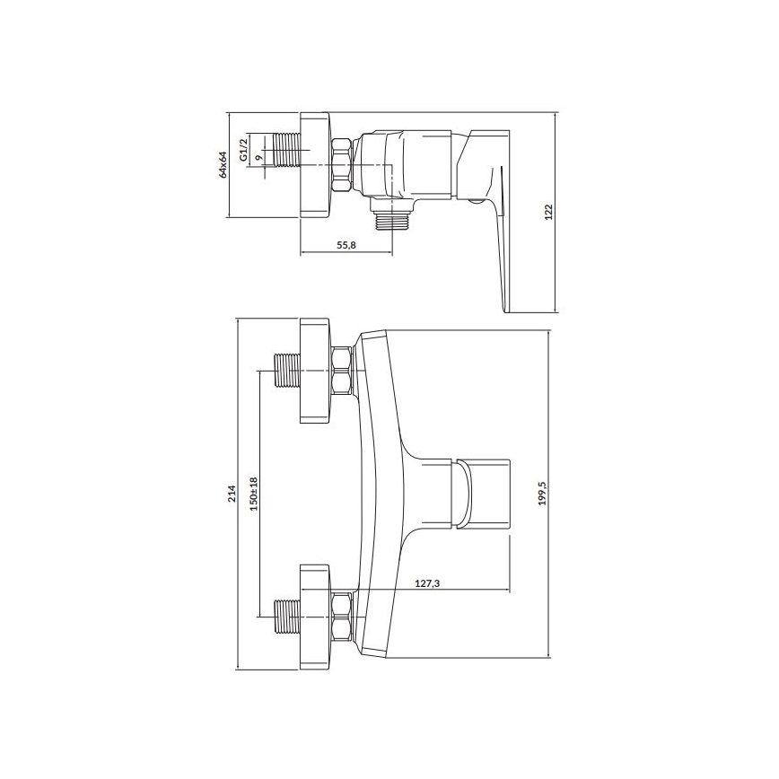 Baterie de duș Cersanit S951-382 LARGA negru