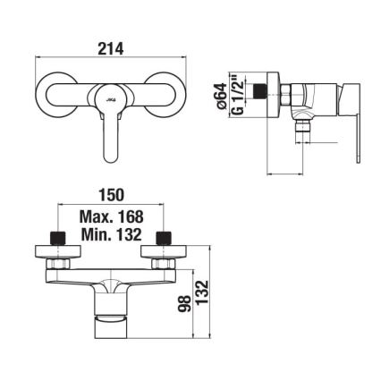 Baterie de duș JIKA H3311Z70044001 LYRA crom lucios