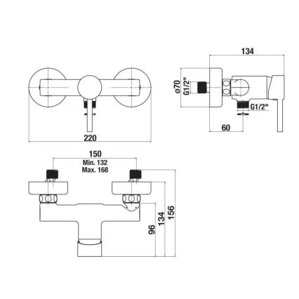 Baterie de duș JIKA H3312F77164001 MIO negru mat