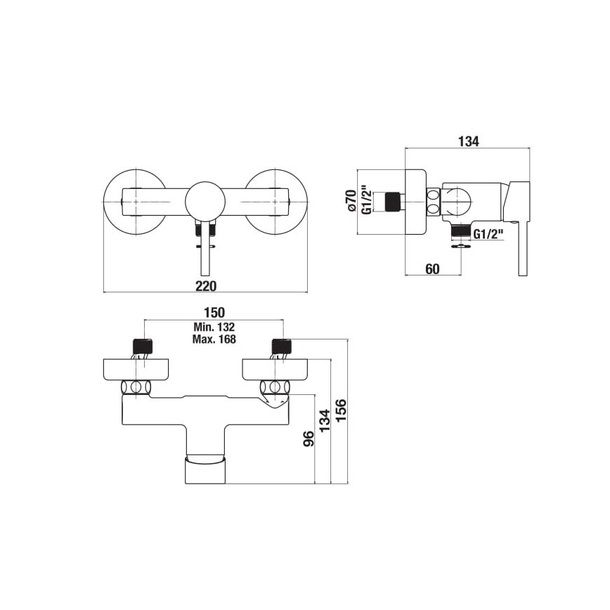 Baterie de duș JIKA H3312F77164001 MIO negru mat