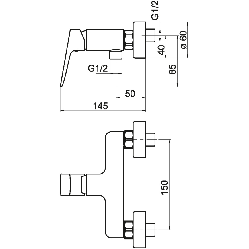 Baterie de duș Novaservis NOBLESS EGO negru mat