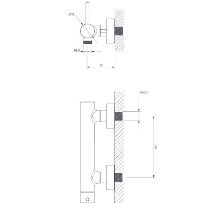 Baterie de duș OMNIRES Y1240CR Y crom lucios