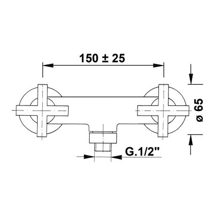 Baterie de duș SAPHO AXIA, crom lucios
