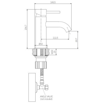 Baterie de lavoar BATH DELUXE 28-005-03-02-00 ANHOLT 15,6 cm negru mat