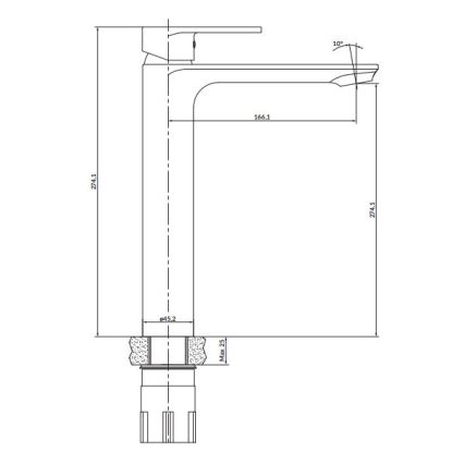 Baterie de lavoar Cersanit S951-332 CREA 27,4 cm negru