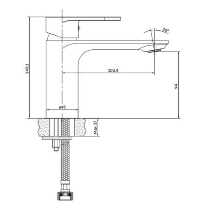 Baterie de lavoar Cersanit S951-334 CREA 14,3 cm nichel