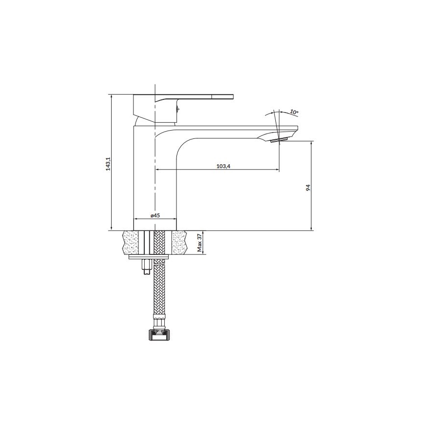 Baterie de lavoar Cersanit S951-334 CREA 14,3 cm nichel