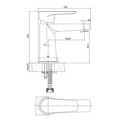 Baterie de lavoar Cersanit S951-362 MODUO 15,2 cm crom lucios