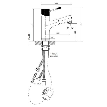 Baterie de lavoar Cersanit S951-594 ZEN 19,4 cm crom lucios