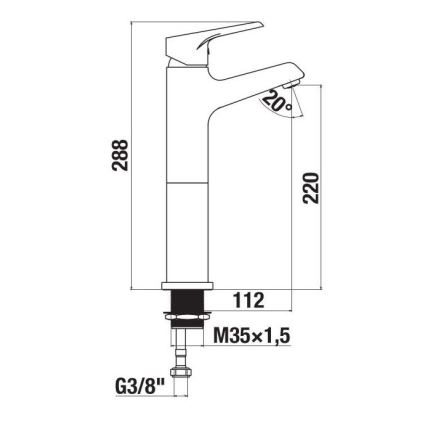 Baterie de lavoar JIKA H3111W80041201 CUBE 28,8 cm crom lucios