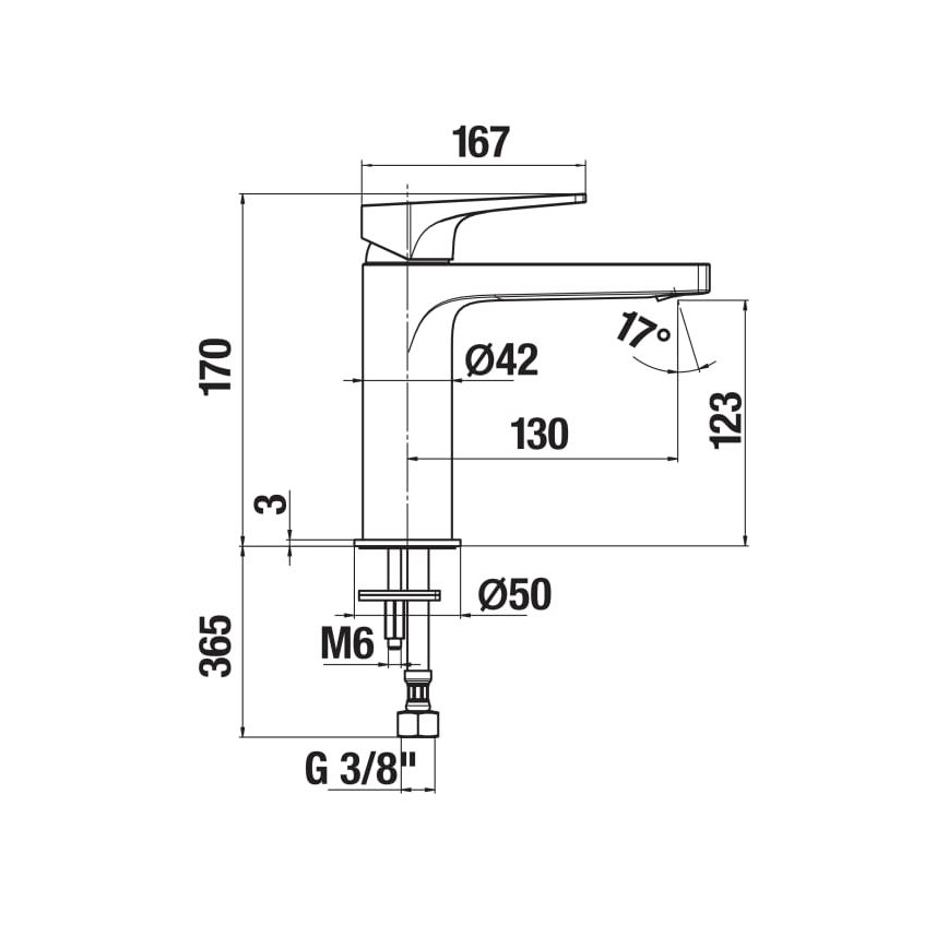 Baterie de lavoar JIKA H3111X10041201 CUBITO 17 cm crom lucios