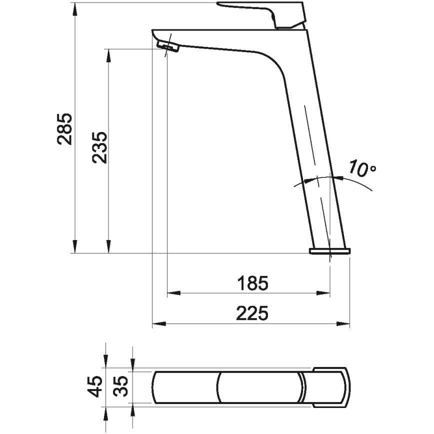 Baterie de lavoar Novaservis NOBLESS EGO 28,5 cm negru mat
