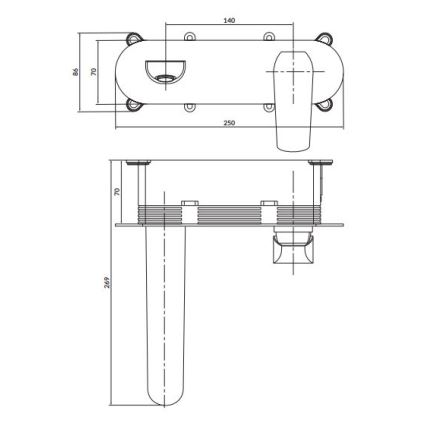 Baterie de lavoar pentru instalare ascunsă Cersanit S951-361 CITY crom lucios