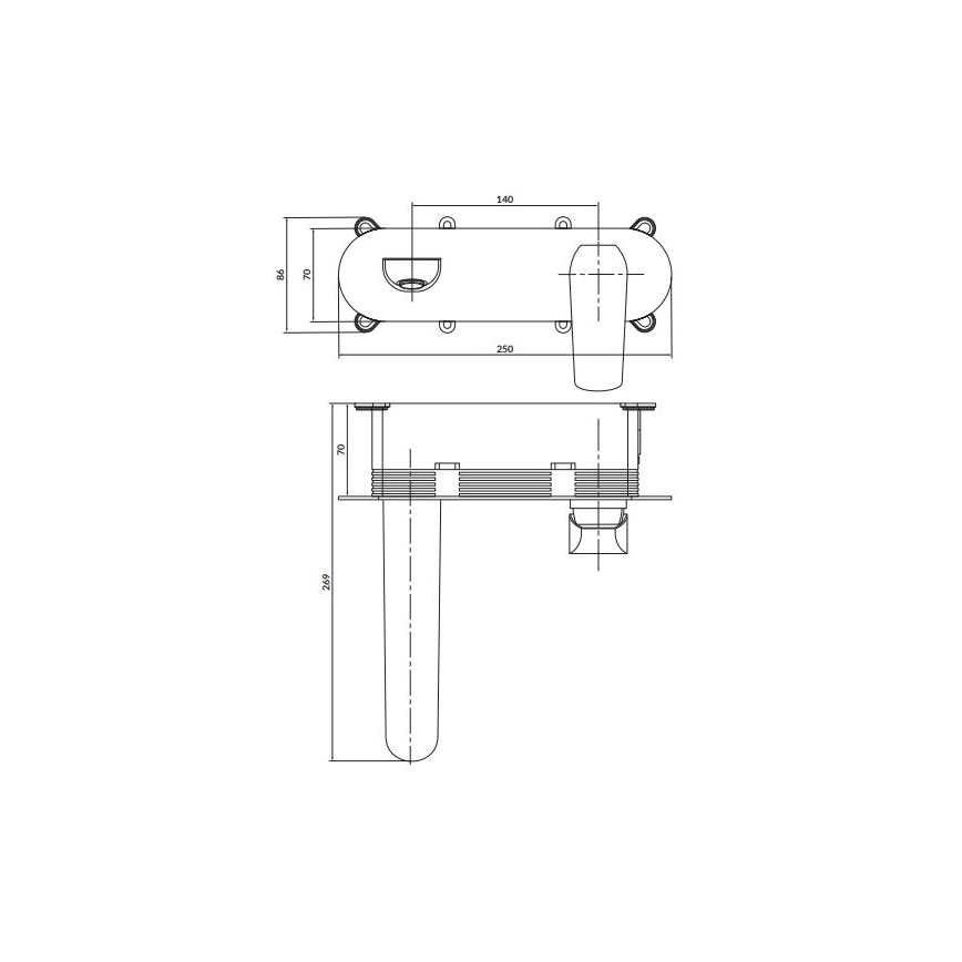 Baterie de lavoar pentru instalare ascunsă Cersanit S951-361 CITY crom lucios