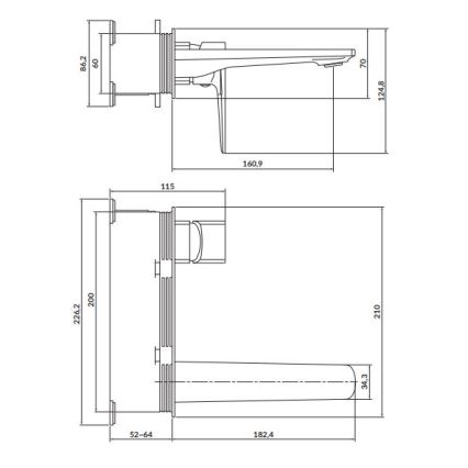 Baterie de lavoar pentru instalare ascunsă Cersanit S951-386 LARGA crom lucios