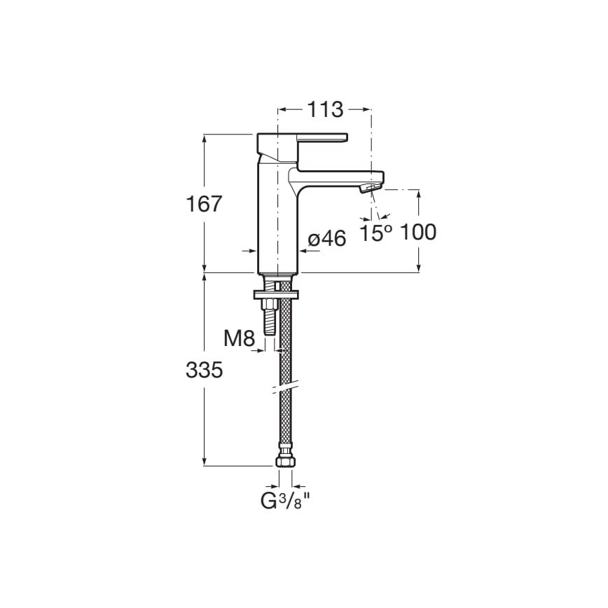 Baterie de lavoar Roca A5A3A96CN0 NAIA 16,7 cm Cold Start/negru titan