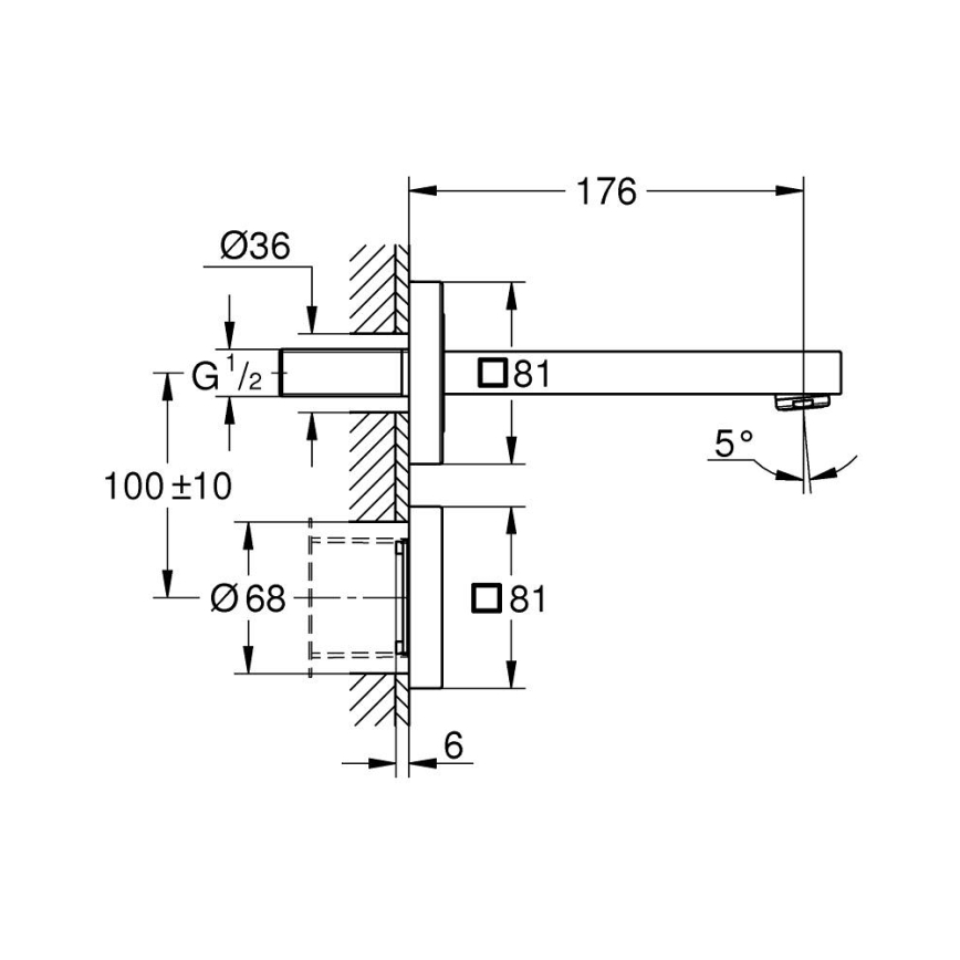 Baterie electronică cu senzor infraroșu GROHE EUROCUBE E, crom lucios - 36442000