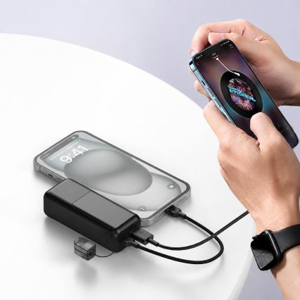 Baterie externă cu afișaj LED Power Delivery 10000 mAh 3,7V negru