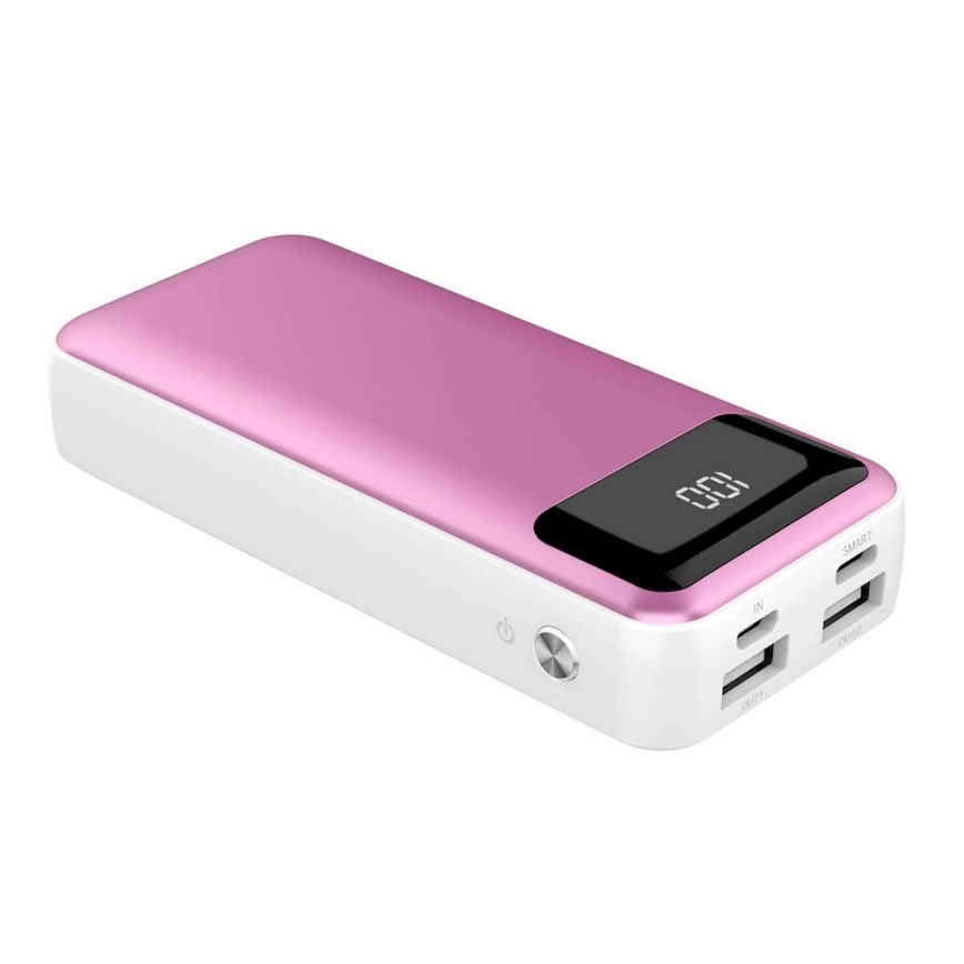 Baterie externă cu display 10000mAh/3,7V roz