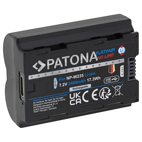 Baterie Fuji NP-W235 2400mAh Li-Ion Platinum încărcare USB-C X-T4 PATONA