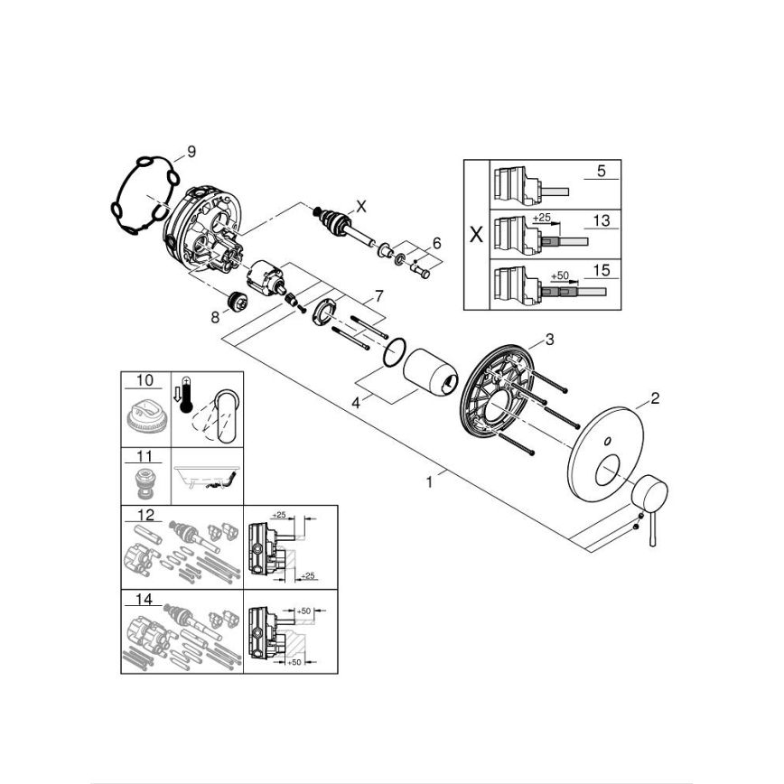 Baterie GROHE ESSENCE 24058001, crom lucios