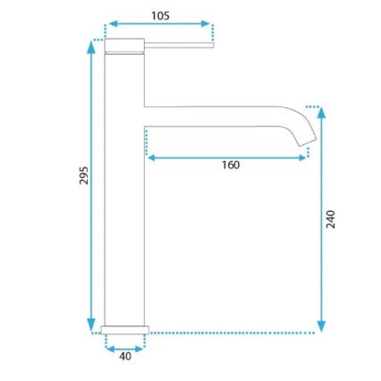Baterie lavoar CLIF 29,5 cm, negru mat - REA-B5325