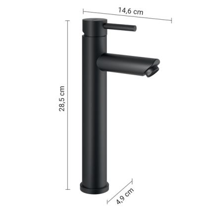 Baterie lavoar Gedy ALTO HIGH, 28,5 cm, negru mat