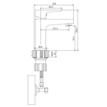Baterie lavoar NAESBY, 15,9 cm, crom lucios