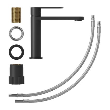 Baterie lavoar TARNBY, negru mat, 17,3 cm