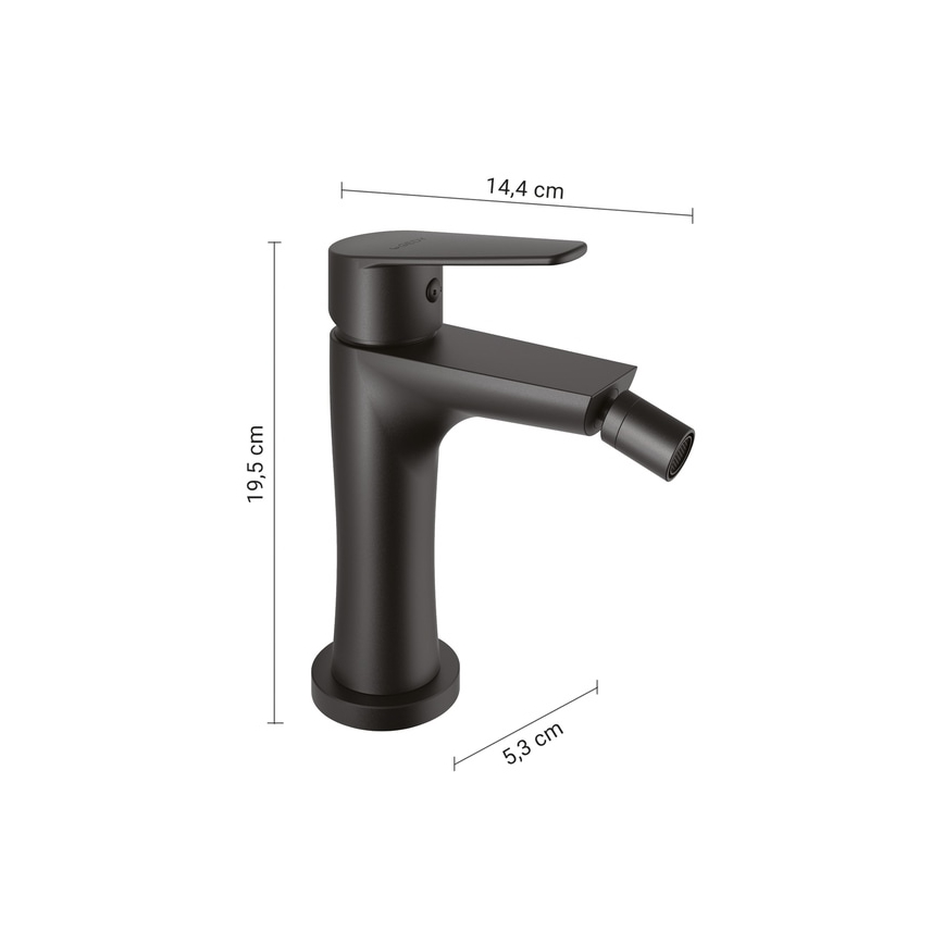 Baterie pentru bideu COMO 19,5 cm, negru mat - Gedy