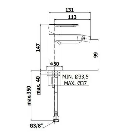 Baterie pentru bideu Paffoni CANDY, crom lucios