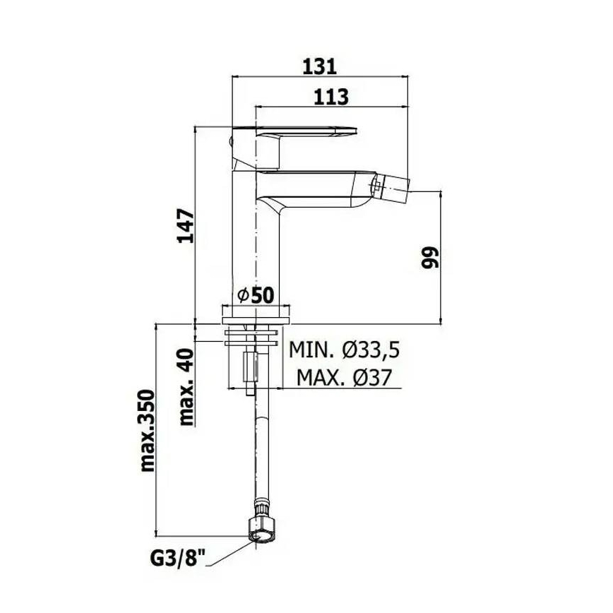 Baterie pentru bideu Paffoni CANDY, crom lucios