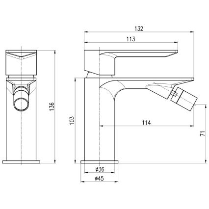 Baterie pentru bideu RAV Slezák NIL NL144.0ZK, 13,6 cm, auriu periat
