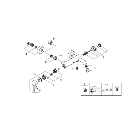 Baterie pentru cadă GROHE ESSENCE 33624AL1, 193 mm, grafit