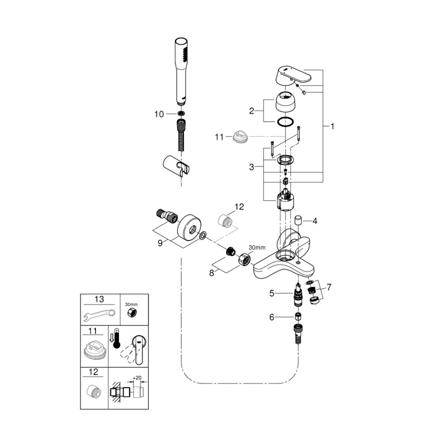 Baterie pentru cadă GROHE EUROSMART COSMOPOLITAN 32832000