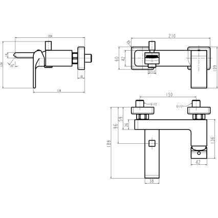Baterie pentru cadă Novaservis NOBLESS SHARP, crom lucios