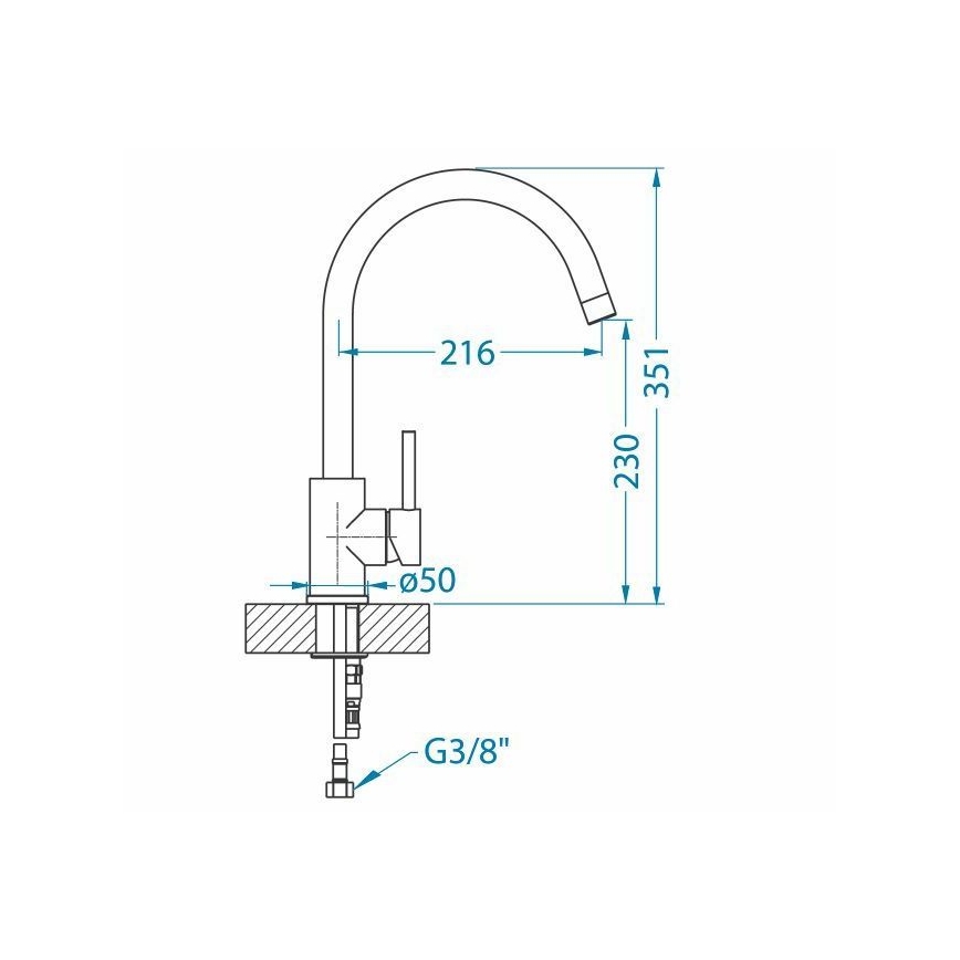 Baterie pentru chiuvetă ALVEUS ELZA 1129028, 35,1 cm, inox