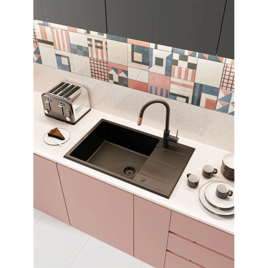 Baterie pentru chiuvetă Deante ASTER BCA_B64M, negru/alamă