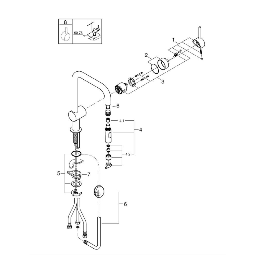Baterie pentru chiuvetă GROHE 32322DC2 A, inox