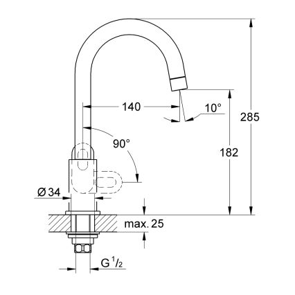 Baterie pentru chiuvetă GROHE BAULOOP 31222000, crom lucios